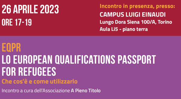Incontro laboratoriale sull&#039;EQPR - European Qualifications Passport for Refugees | Fatti Ri/Conoscere!